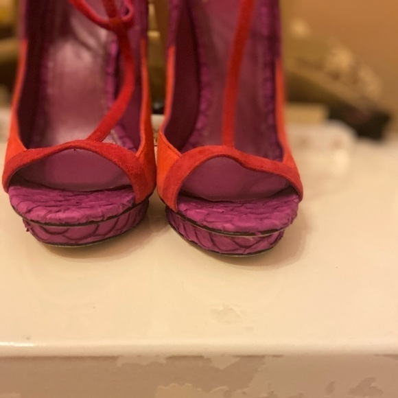 BRIAN ATWOOD PURPLE & ORANGE STILETTO SHOES SIZE 7 - Picture 12 of 12